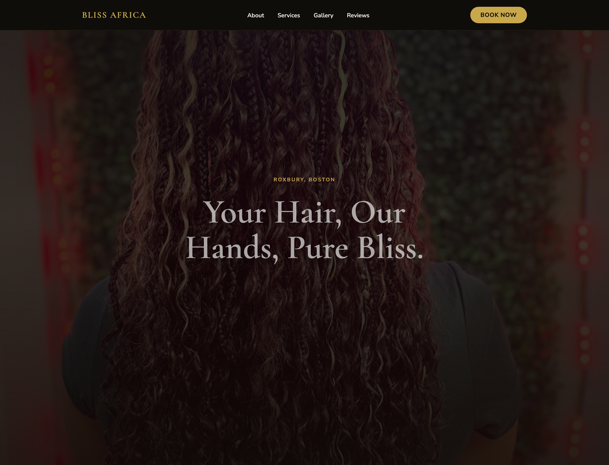 Bliss Africa Hair Braiding website screenshot